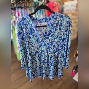 Dear Scarlett Blue Paisley Women's Blouse